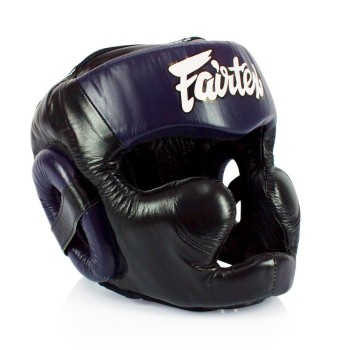 Fairtex HG13 Боксерский Шлем Тайский Бокс "Diagonal Vision Sparring" Черно-Синий размер M