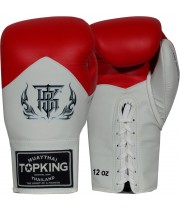 Top King "Blend" Боксерские Перчатки Тайский Бокс Шнурки Красно-Белые	