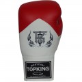 Top King "Blend" Боксерские Перчатки Тайский Бокс Шнурки Красно-Белые	