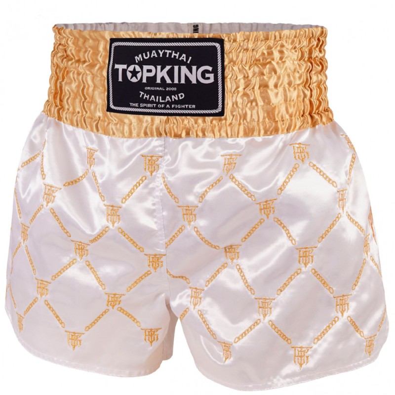 Top King TKTBS-212 Шорты Тайский Бокс Белые с Золотом