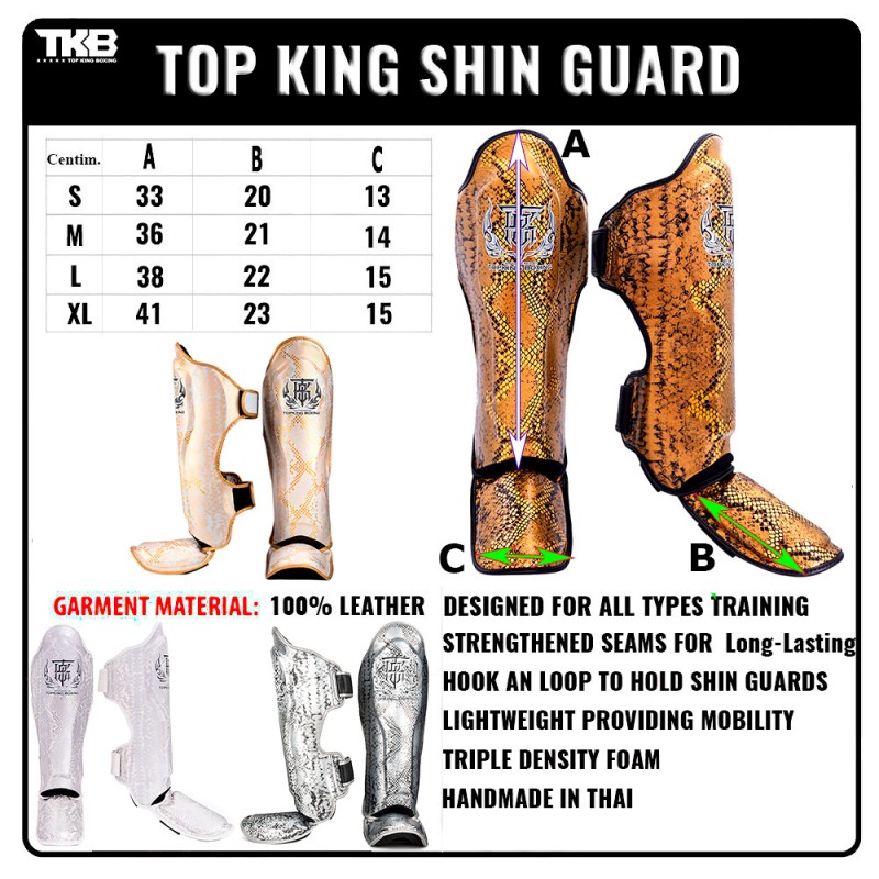 Top King TKSGSS-02 Защита Голени Тайский Бокс "Super Snake" Серебро (Черное)