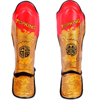 Top King TKSGCT-CN01 Защита Голени Тайский Бокс  "Happiness Chinese" Золото с Красным