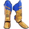 Top King TKSGCT-CN01 Защита Голени Тайский Бокс "Happiness Chinese" Золото с Синим