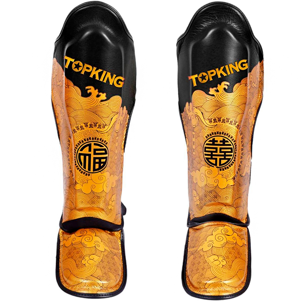 Top King TKSGCT-CN01 Защита Голени Тайский Бокс "Happiness Chinese" Золото с Черным Размер М