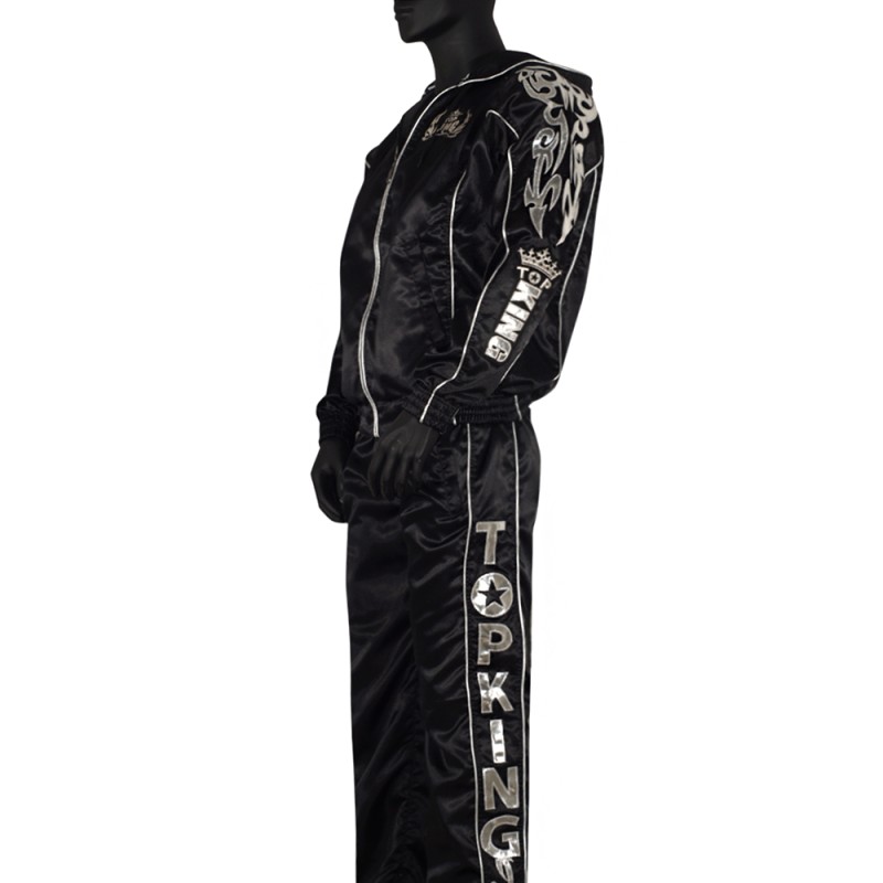 Top King TKTRS-005 Тренировочный Костюм Тайский бокс Черный с Серебром	