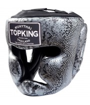 Top King TKHGSS-02 Боксерский Шлем Тайский Бокс "Super Snake" Серебро (Черное)
