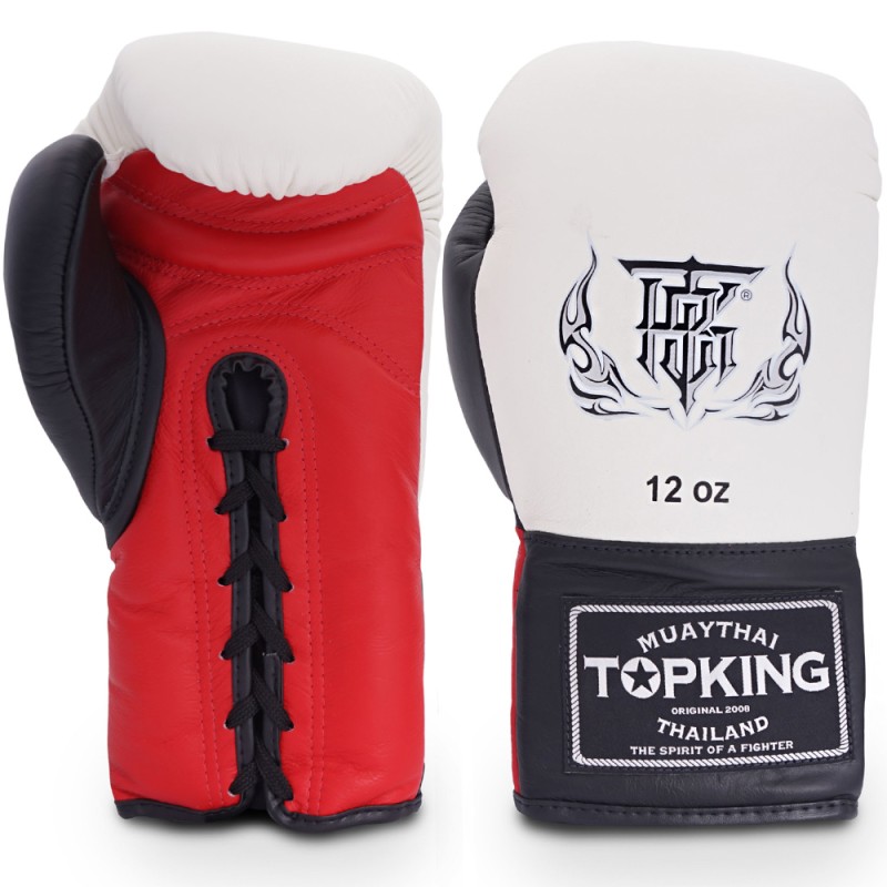 Top King "Competition Official" Боксерские Перчатки Тайский Бокс Бело-Красно-Черные