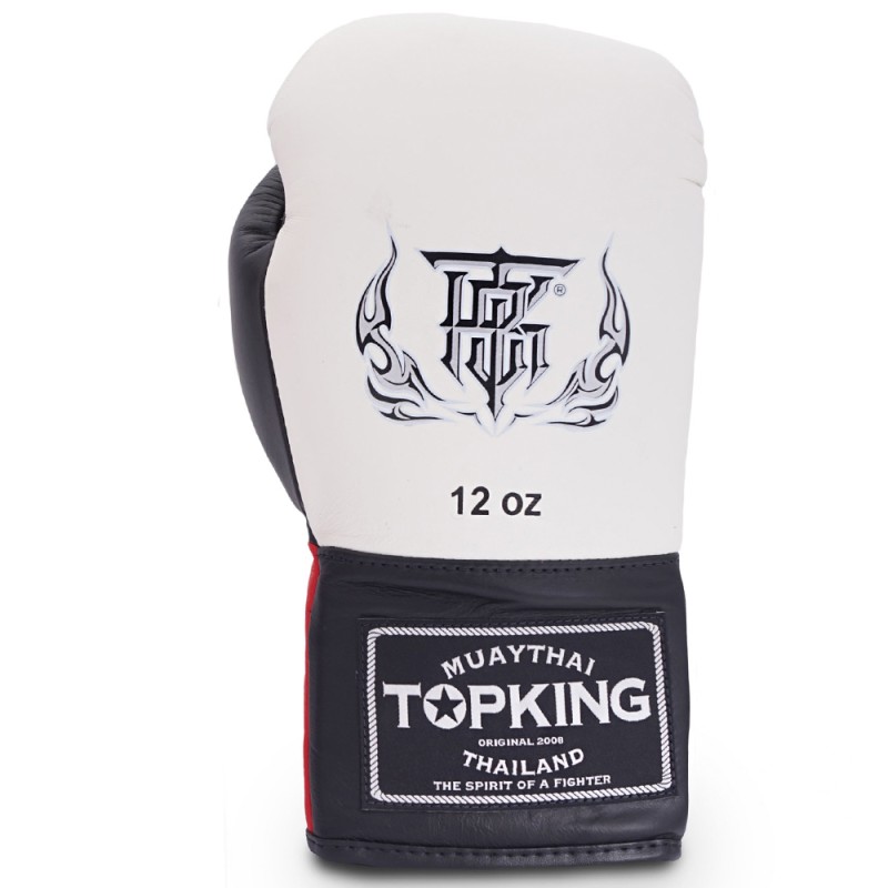 Top King "Competition Official" Боксерские Перчатки Тайский Бокс Бело-Красно-Черные