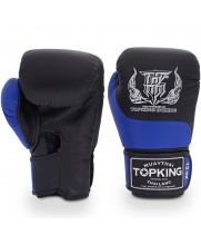 Top King "Power" Боксерские Перчатки Тайский Бокс Черные с Синим