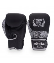 Top King Боксерские Перчатки Тайский Бокс "Power Snake" Черные с Серебром