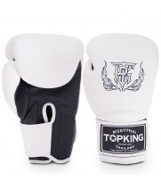 Top King "Super" Боксерские Перчатки Тайский Бокс Бело-Черные