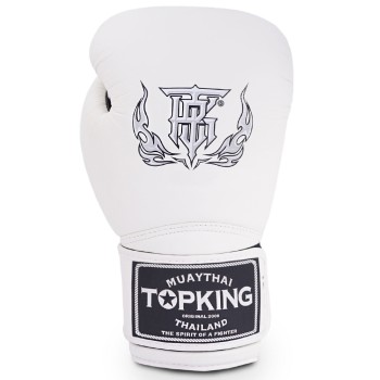 Top King "Super" Боксерские Перчатки Тайский Бокс Бело-Черные