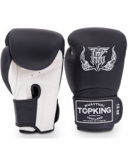 Top King "Super" Боксерские Перчатки Тайский Бокс Черно-Белые
