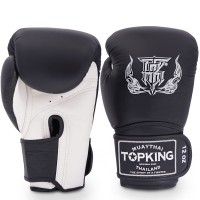 Top King "Super" Боксерские Перчатки Тайский Бокс Черно-Белые