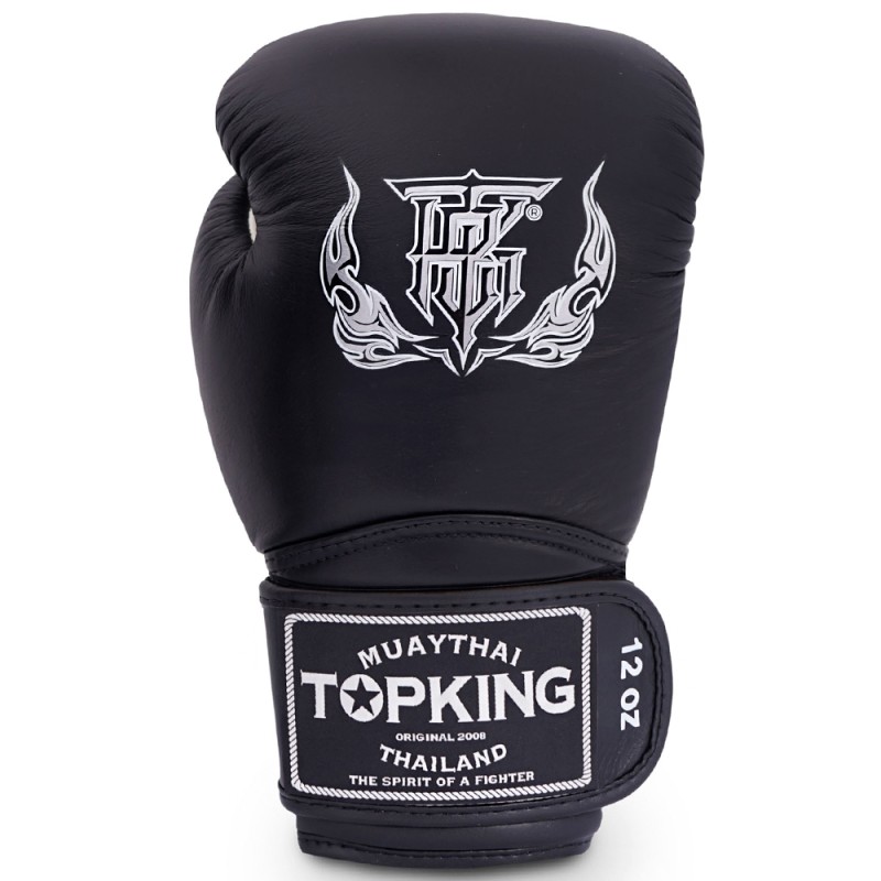 Top King "Super" Боксерские Перчатки Тайский Бокс Черно-Белые