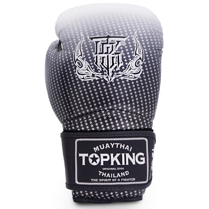 Top King "Super Star" Боксерские Перчатки Тайский Бокс с Сеткой Серебро
