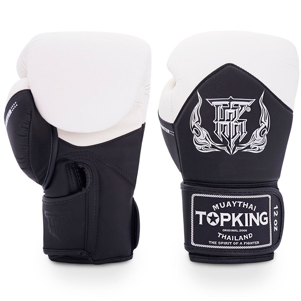 Top King "Blend-01" Боксерские Перчатки Тайский Бокс Черные с Белым