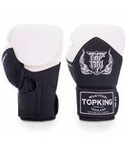Top King "Blend-01" Боксерские Перчатки Тайский Бокс Черные с Белым