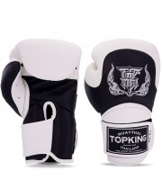 Top King "Blend-02" Боксерские Перчатки Тайский Бокс Черные с Белым