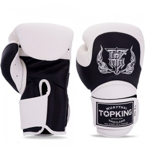 Top King "Blend-02" Боксерские Перчатки Тайский Бокс Черные с Белым