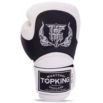 Top King "Blend-02" Боксерские Перчатки Тайский Бокс Черные с Белым