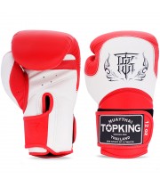 Top King "Blend-02" Боксерские Перчатки Тайский Бокс Белые с Красным