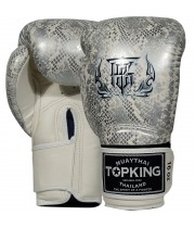 Top King "Snake" Боксерские Перчатки Тайский Бокс Серебро (Белое)	