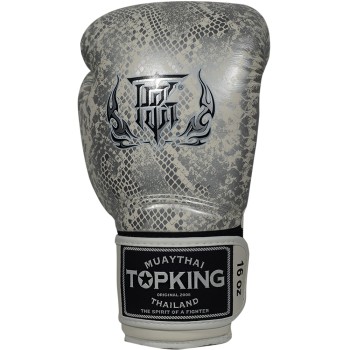 Top King "Snake" Боксерские Перчатки Тайский Бокс Серебро (Белое)	
