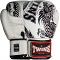 Боксерские Перчатки Twins Special FBGV-49 Белые с Черным Драконом
