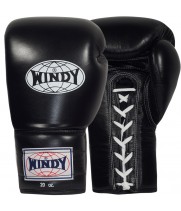 Windy "Pro Boxing Series" Боксерские Перчатки Тайский Бокс Шнурки Черные