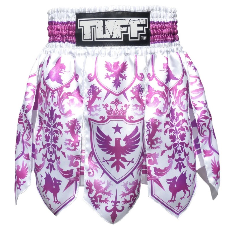  ШОРТЫ TUFF GLADIATOR WHITE-PURPLE ТАЙСКИЙ БОКС