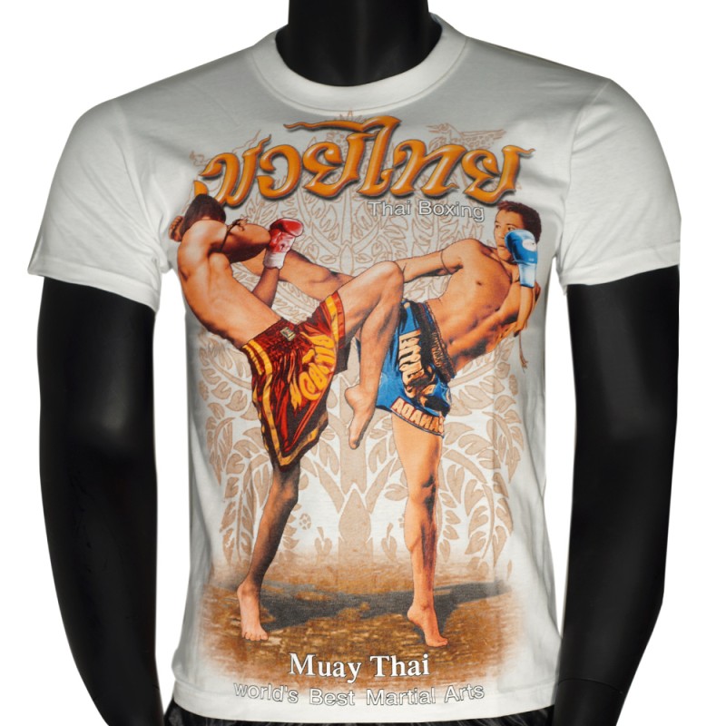 Футболка Тайский Бокс Хлопок "Classic Muay Thai Sparing-2" Белая