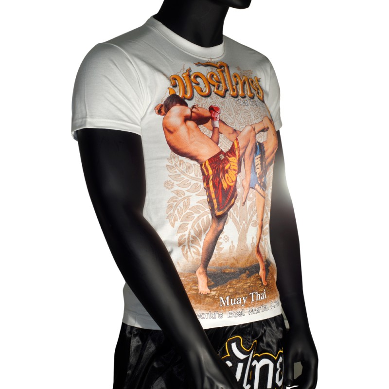 Футболка Тайский Бокс Хлопок "Classic Muay Thai Sparing-2" Белая