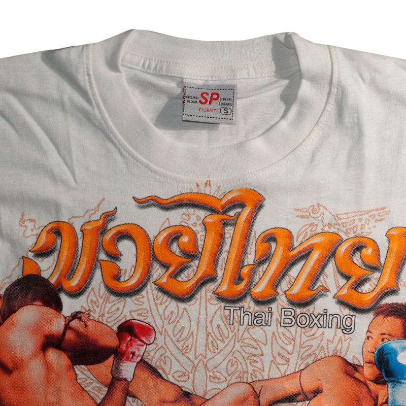 Футболка Тайский Бокс Хлопок "Classic Muay Thai Sparing-2" Белая