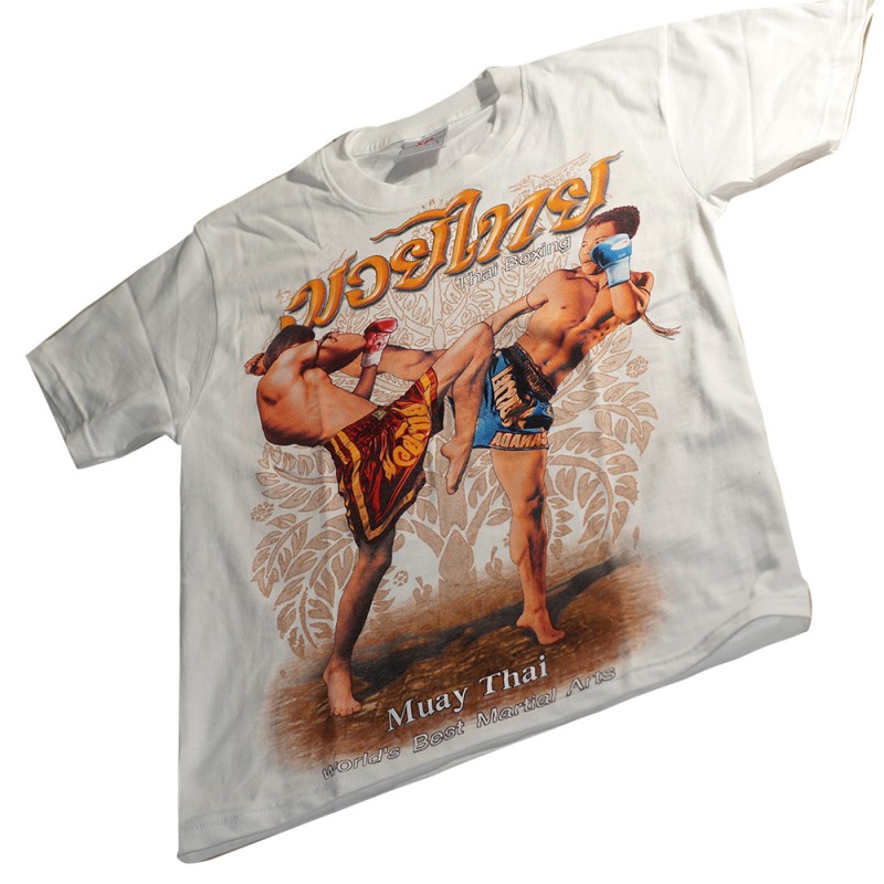 Футболка Тайский Бокс Хлопок "Classic Muay Thai Sparing-2" Белая