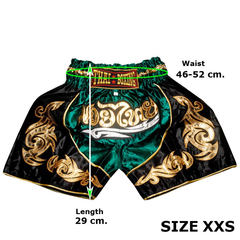 Детские Шорты Тайский Бокс "Thaiboxing" Зеленые с Черным