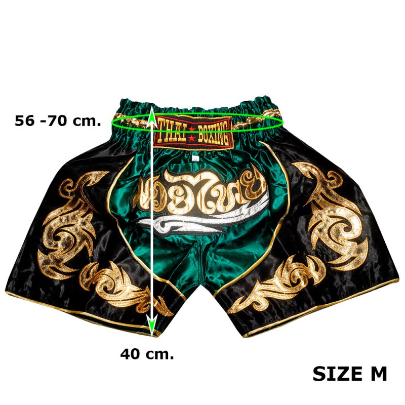 Детские Шорты Тайский Бокс "Thaiboxing" Зеленые с Черным