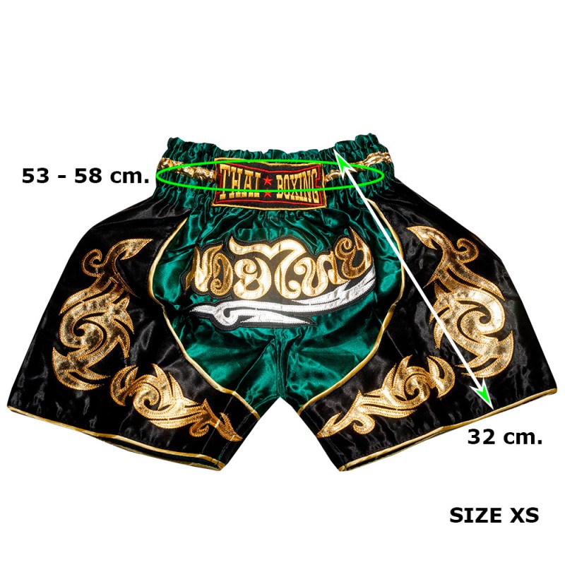 Детские Шорты Тайский Бокс "Thaiboxing" Зеленые с Черным
