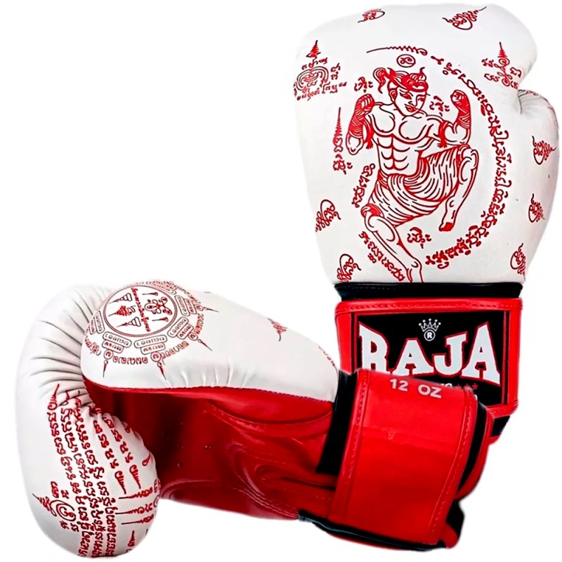 Raja Boxing Боксерские Перчатки Тайский Бокс "Tatoo" Бело-Красные
