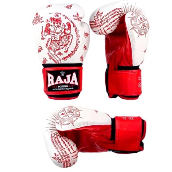 Raja Boxing Боксерские Перчатки Тайский Бокс "Tatoo" Бело-Красные