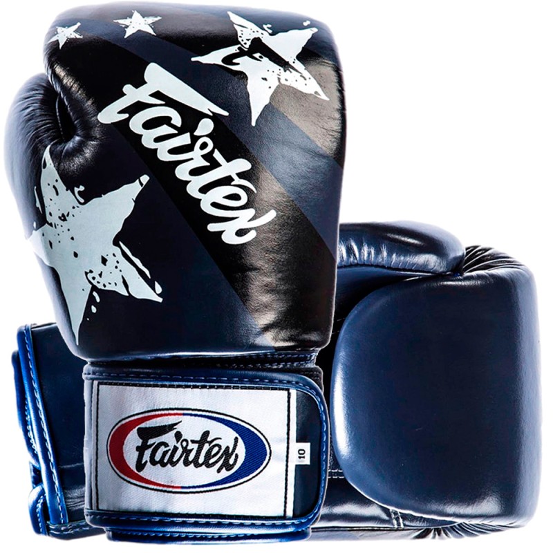Fairtex BGV1 Боксерские Перчатки Тайский Бокс "Nation Print" Синие