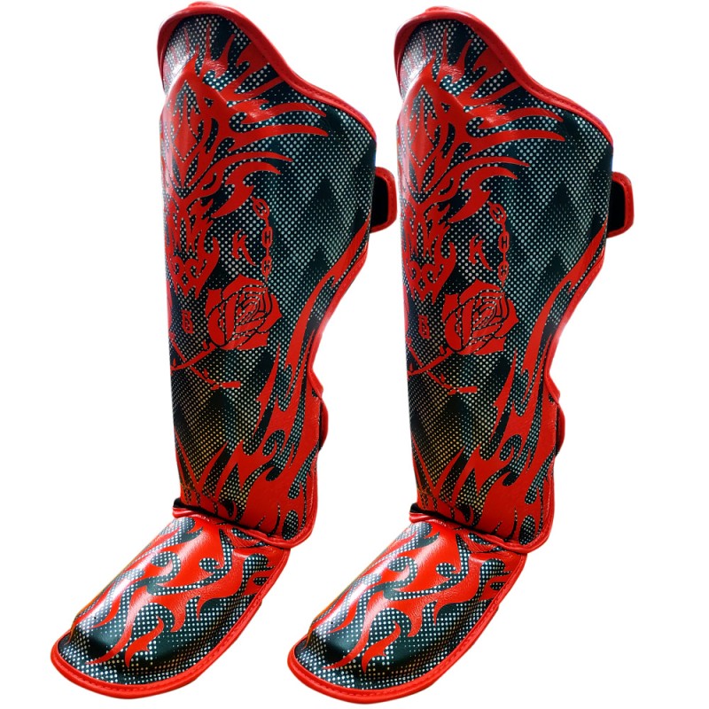 Top King TKSGDG Защита Голени Тайский Бокс "Dragon" Красный