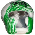 Twins Special FHGL3-TW2 Боксерский Шлем Тайский Бокс Белый с Зеленым