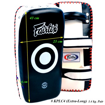 Fairtex KPLC4 Пады Тайский Бокс "Extra Long Curved Kick Pads" Черно-Белый