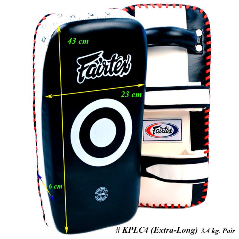 Fairtex KPLC4 Пады Тайский Бокс "Extra Long Curved Kick Pads" Черно-Белый