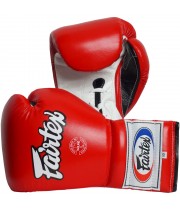 Fairtex BGL7 Pro Боксерские Перчатки Шнурки Мексиканский Стиль Красно-Белые