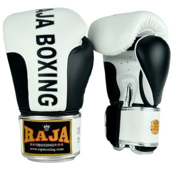 Raja Boxing Боксерские Перчатки Тайский Бокс "Original" Бело-Черные