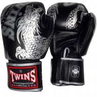 Twins Special FBGVL3-49 Боксерские Перчатки Тайский Бокс "Dragon" Черно-Серебряные