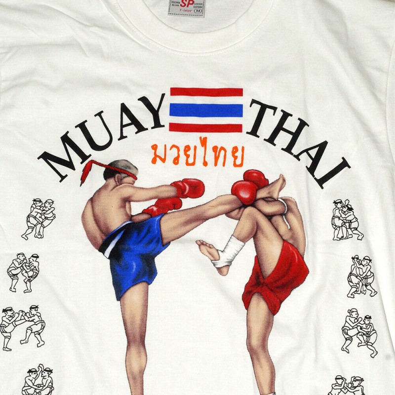 Футболка Тайский Бокс Хлопок "Classic Muay Thai Sparing" Белая