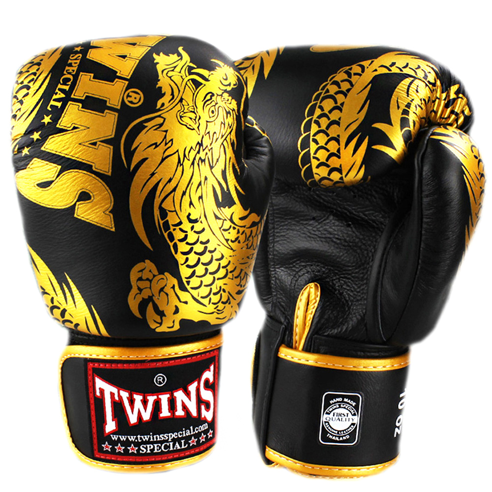 Twins Special FBGVL3-49 Боксерские Перчатки Тайский Бокс "Dragon" Черно-Золотые